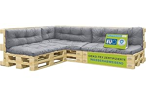 ‎PILLOWS24 Pillows24 Palettenkissen 8-teiliges Set | Palettenauflage Polster für Europaletten | Hochwertige Palettenpolster | Palettensofa Indoor & Outdoor | Erhältlich Made in EU | Grau
