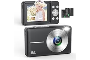 ZOSTUIC Macchina Fotografica Digitale, 1080P Fotocamera Digitale 44MP Macchina Fotografica Compatta con Zoom 16X e 2 Batterie Per Bambini Adulto Principianti