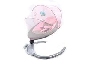 ESTABETER Rosa Babywippe Elektrisch, Baby Schaukel Elektronisch mit 4 Einzigartigen U-förmigen Bewegungsgeschwindigkeiten, 72 * 68 * 53 cm, Bluetooth-Schaukel, Geeignet für Babys von 2 bis 12 kg, 0-10Monate