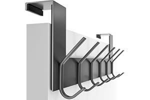 SKOLOO Gancho para colgar sobre la puerta, color negro, no requiere montaje, acero inoxidable, perchero de puerta para entrada, ganchos para toallas para baño, ganchos para colgar abrigos, mochilas,