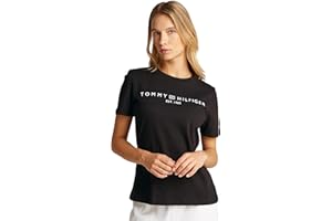 Tommy Hilfiger Damen Reg Corp Logo C-nk Ss Ww0ww40276 Kurzarm Strickoberteile (1er Pack)