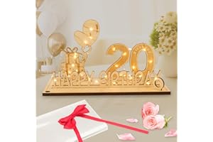 Regalos Originales de 20 Cumpleaños, Seutgjie Decoracion 20 Cumpleaños para Chicas Chicos con Tira de Luces LED y Libro de visitas para Aniversarios