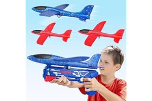 MIERYD Flugzeug Spielzeug Styroporflieger Wurfgleiter mit Pistole Kinder Jungen Mädchen Kinderspielzeug ab 3 4 5 6 7 8 9 10 Jahre, Outdoor Draußen Garten Interaktives Spiele Ostern Geburtstag Geschenke