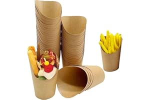 Jcakes 50 Vasos De Papel De Estraza De 12oz, Cajas Para Papas Fritas De Papel Kraft, Vasos De CartóN Para Alimentos, CartóN Caramelo Contenedor,Para Fiestas, Postre Congelado, Pastel Para Hornear
