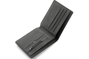 KEYRI Portefeuille Homme avec Porte-Cartes, Compartiments à Billets et Poche à Monnaie Porte Carte pour Travail, Affaires, Quotidien ou Les Voyages Wallet Leather pour Homme (Noir)