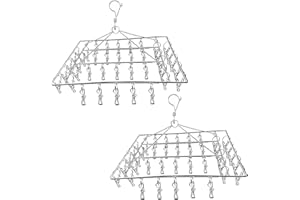 JNBGTU 2Pcs Sock & Underwear Dryer Hanger - Each with 40 Pegs, Metal Sock Peg Hanger for Washing Line, Indoor & Outdoor Clothes Drying Rack, Windproof Stainless Steel Design