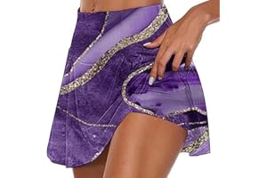 NSICBMNO Skorts for Women UK High Waist Pleated Tennis Skirts Activewear Skirts Ladies Floral Print Athletic Sports Mini Skirt Sport Workout Running Skirts Built-in Shorts Lightweight