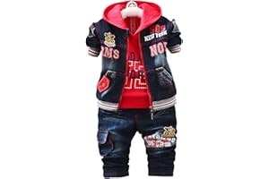 YAO Spring Autumn Boys 3pcs Clothing Set Cotton Shirt Jeans Denim