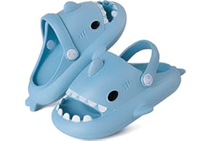 SISTTKE Chanclas de Playa para Niña Niño Pantuflas de Tiburón Zapatillas de Ducha Antideslizante Zapatos de Piscina Sandalias Ligero Verano Shark Sliders Slippers