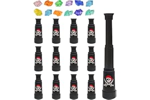 CARREUTY Fernrohr Kinder, 12 Stück Mini Kinder Fernrohr mit Edelsteine Pirat Fernrohr Ausziehbar Kinderfernrohr, Kindergeburtstag Geschenke Pirates Verkleiden Zubehör (Keine Vergrößerungsfunktion)