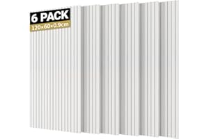 TONOR Lot de 6 Grands Panneau Acoustique Mural, 120x60x0,9 cm Mousse Acoustique Décorative Autocollante Pour absorber les échos dans les Maisons, les Bureaux et les Studios D'enregistrement, Blanc