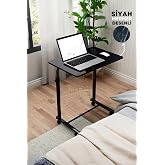 Depolife Tekerlekli Laptop Bilgisayar &Ccedil;alışma Masası Eğim Y&uuml;kseklik Ayarlı Akrobat Koltuk Sehpası