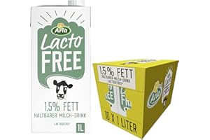 Arla LactoFREE Laktosefreie Haltbare Milch 1,5% Fett | 10 x 1L |echter Milchgeschmack, weniger süß | reich an Calcium und Vitamin B12