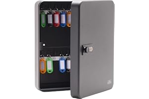 BURG-WÄCHTER Burg Wachter KC36C Wall Mountable Combination Cabinet with 36 Hooks-Matt Black-with Coloured Key Tags