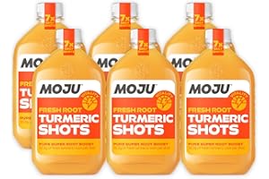 MOJU Turmeric Shots - Dosing Bottles (6x420ml Pack, 42 Shots), Exercise Recovery, Natural Ingredients, No Added Sugars or Sweeteners, Vegan