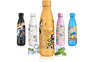 JAPORIA Borraccia Termica 500ml, Personalizzate, Borraccia in Acciaio Inox, senza BPA, Borracce per Scuola, Sport, Campeggio, Yoga, Palestra, Ciclismo - 1