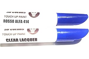 SD COLORS 12ml Pintura de Retocar con Pincel y Laca Transparente - Rosso Alfa (414 Red) - Compatible con FIAT - Reparación de Arañazos, Desconchados y Pintura