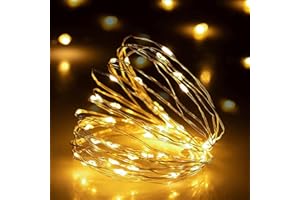 Roxemire Led String Lights, 100 LEDs 10m Decorative Fairy Battery Powered String Lights, Copper Wire Light for Bedroom,Wedding(33ft/10m Warm White)