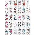 Yesallwas 30 Sheets cute Temporary Tattoo Sticker Fake Tattoos for Women Girls Models,Waterproof Long Lasting Body Art Makeup Sexy Realistic Tattoos -Butterflies, Rose, Flowers