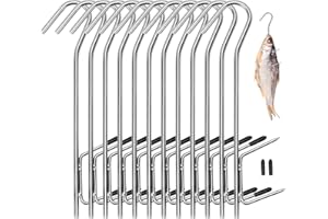 DADABIG Crochets de Fumage, 12Pcs Inox Crochet à Viande Fumoir pour Suspendre le Poisson Fumé, de la Viande et des Saucisses