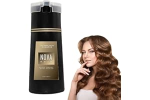 RIENAN Nova Hair Dye szampon do farbowania włosów, szampon do farbowania włosów, 3 w 1, czteroczęściowy zestaw do farbowania włosów, naturalny szampon do farbowania włosów (jasnobrązowy) (200 ml)