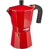 Monix Strawberry | 6 Cup Italian Coffee Maker | Strawberry colour, suitable for all types of hobs, except induction