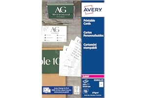 AVERY ZWECKFORM Avery 250 Cartes de Visite à Bords Lisses 270g - 85x54mm - Impression Laser - Satiné - Blanc (C32026)