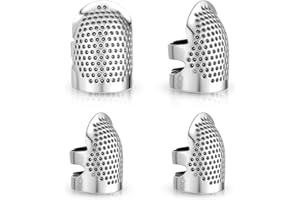 Apausvcm 4 Stück Fingerhut,Nähen Fingerhut,Verstellbarer Handgefertigter Fingerhut zum Nähen,Nähen Fingerschutz aus Metall,Sewing Thimble Ring zum Sticken Basteln Handnähen DIY-Nähwerkzeuge