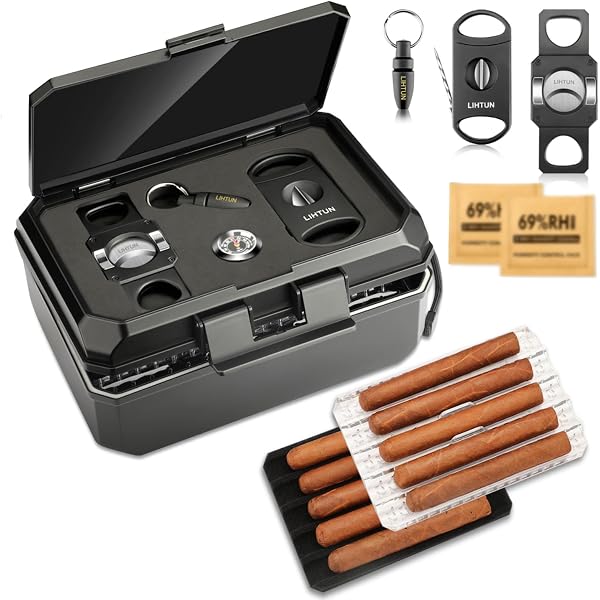 Cave à Cigares De Voyage Portable Double Couche - Étui Étanché Avec Humidificateur Et Accessoires
