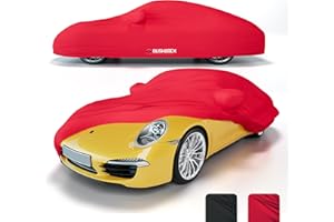 BUSHBOCK PREMIUM COVER BUSHBOCK Premium Copertura per auto da interno compatibile con tutte le principali Car, Tessuto Elastico, Traspirante e Antipolvere, Morbido al Tatto (M, Rosso)