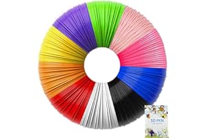 EILYGK 3D Pen PLA Filament 1.75 mm with Templates Colourful 22 Patterns, 10 Colours, 5 m each, 3D Pen Accessory for Children and Adults Starter Set, 3D Pen Filament for 3D Printer Pen