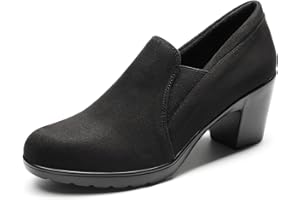 DREAM PAIRS Zapatos de Tacón Clásicos Comodos Mujer Zapatos de Salón Zapatillas de Punta Redonda con Tacón Ancho DPU214-E