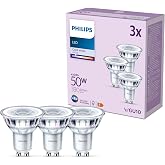Philips - Bulb type 4.6W (Eq. 50W) 390 lumens, GU10 socket, Cool White Light (4000k) - Pack of 3 Bulbs
