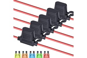 HISports 12 AWG Car Inline Fuse Holder,12V Heavy Duty Blade Fuse Holder with 10A 15A 20A 25A 30A Middle ATC/ATO Waterpoof Automotive fuse socket TAP Adapter Medium Size DC Fuse Holder (5Pcs)