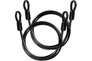 GUNGY Cavo Antifurto per Biciclette Cavo di Sicurezza Bici in acciaio 1m di Lunghezza 6mm Spessore con Rivestimento in PVC per Lucchetti Lucchetto a U o Disco Nero 2 pezzi