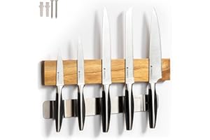 Coninx Barra Magnetica per Coltelli | 40 x 6.5 x 2cm | Finitura in Legno di Acacia | Blocco coltelli da Cucina | Soluzione sicura e facile per deporre i coltelli | Striscia Magnetica Porta Coltelli