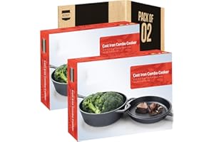 KICHLY 3.0L,3.2 Quart Pre Seasoned Cast Iron Combo Cooker Dutch Oven with Lid, 10.25 Inch, 26 cm Dual Function Skillet Pot with lid, Cast Iron Casserole Dish with Lid