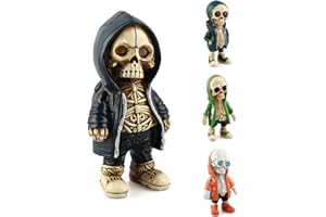BINGGUNYO Skelett Figuren Klein, Statue Skelett Denkmal, Sammelbare Skelett Figuren Gothic Deko, Harz Skelettfiguren Gothic Heimdekoration, Totenkopf Statue Halloween Dekoration Geschenke (D)