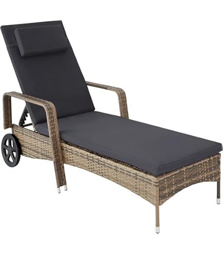 Tectake Wicker Fauteuil Pescara Met Aluminium Frame, Verstelbare Rugleuning