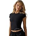 SIGHTBOMB Round Neck Short Sleeve Ultra Soft Front Support Cuddle TEE Microfiber Soft TOP for Women