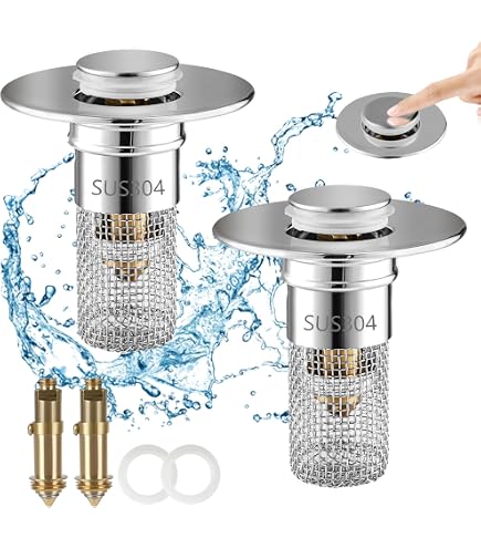 Lavello della cucina Filtro fognario Tappo di scarico del bacino Lavello in acciaio inossidabile Tappo di scarico Filtro Anti-intasamento Scarico a pavimento Accessori da cucina  13