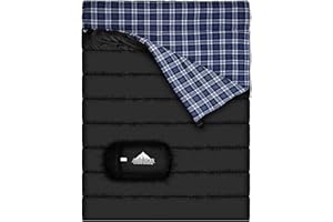 AGEMORE Sacco a pelo doppio in flanella di cotone per il campeggio, lo zaino in spalla o l'escursionismo. Sacco a pelo impermeabile della regina di formato 2 del tempo freddo di Queen Size per gli adulti o gl