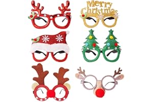 LOKIPA 6pcs Merry Christmas Party Gitter Glasses Frames Christmas Decoration Novelty Costume Fancy Dress Glasses Eyeglasses without Lenses for Kids and Adult