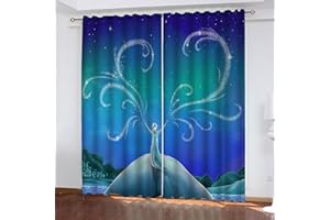 Bfrdollf Anime Frozen ELSA and Anna Olaf Vorhänge Muster Verdunklung Schalldämmend Schiebegardine Blickdicht Wärmeisolierend,Geeignet Für Kinderzimmer, Mädchenzimmer (4,220x215cm(BxH))