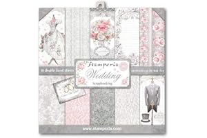 Stamperia Bloc Papier Scrap Double Face 10 Feuilles 30,5x30,5 (12"x12") - Wedding noir/blanc SBBL18