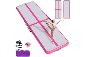 HIJOFUN Inflatable Gymnastics Mat, Tumble Track 3m/4m/5m/6m for Training with Practical Pump, 10/20cm Thickness Gymnastics Air Mat for Home Use/Tumbling/Yoga/Taekwondo/Dance