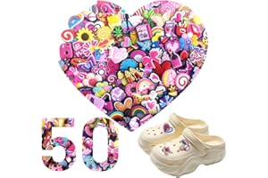 XYTAHDM 50 Piezas Pin Crocs,Shoe Charms, PVC Encantos Cristal Clog ​Adornos,Accesorios de Zuecos Croc mujer plataforma Para Niños y Adultos, para Zapatos para Regalos de Niños Fiesta Cumpleaños
