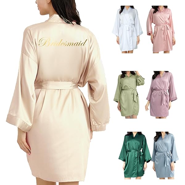 Rslove Satijnen damesbadjas met kanten afwerking, kimono
