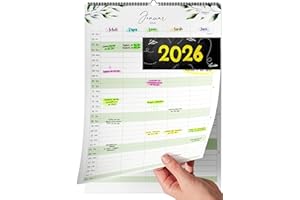 ‎MILULA STUDIOS Family Planner 2026 - Family Calendar & Wall Calendar 2025 2026 for Home, Office and Family - Annual Calendar 2025 2026 - July 2025 to December 2026 - Practical Calendar for Wall Green Plants