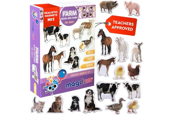 Magdum 18 PCS Maman et Bébé Aimant - Animaux Magnétiques - Jeu Aimanté pour Enfants - Magnet Frigo - Jeu Éducatif avec Animaux Aimantés